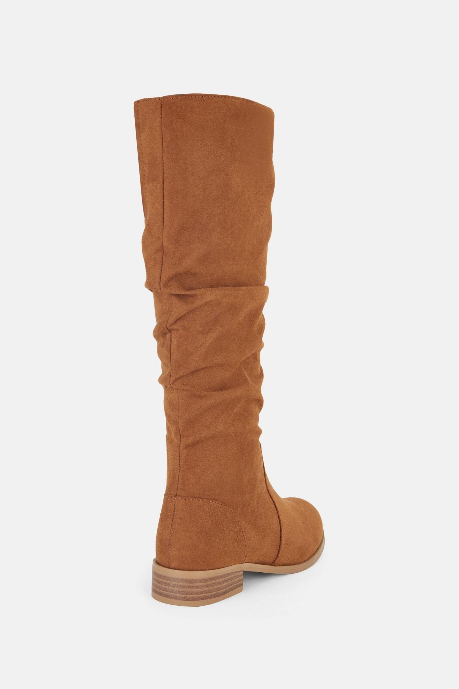 Long brown flat boots clearance
