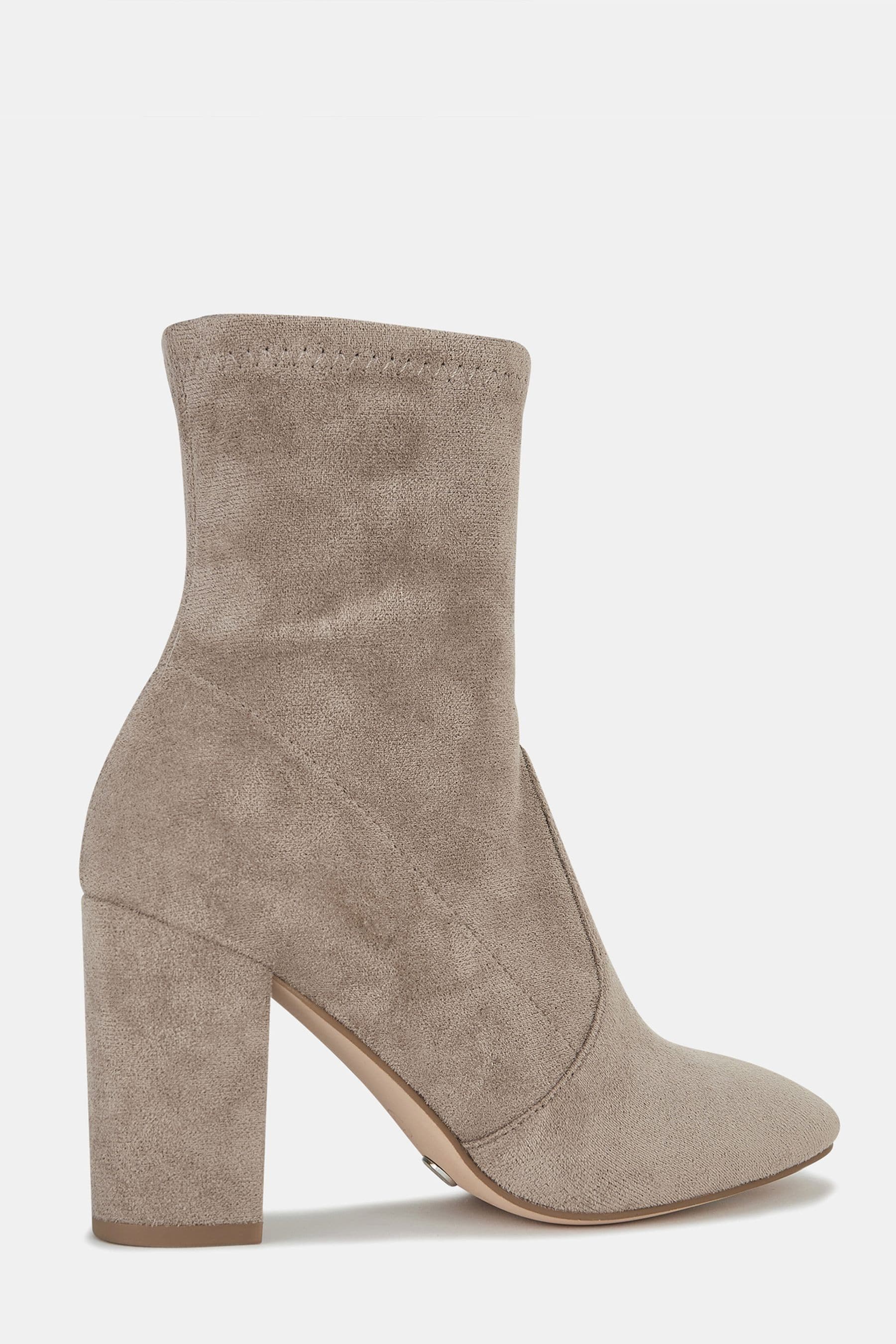 Novo Natural Regular Fit Kellan Block Heel Sock Ankle Boots