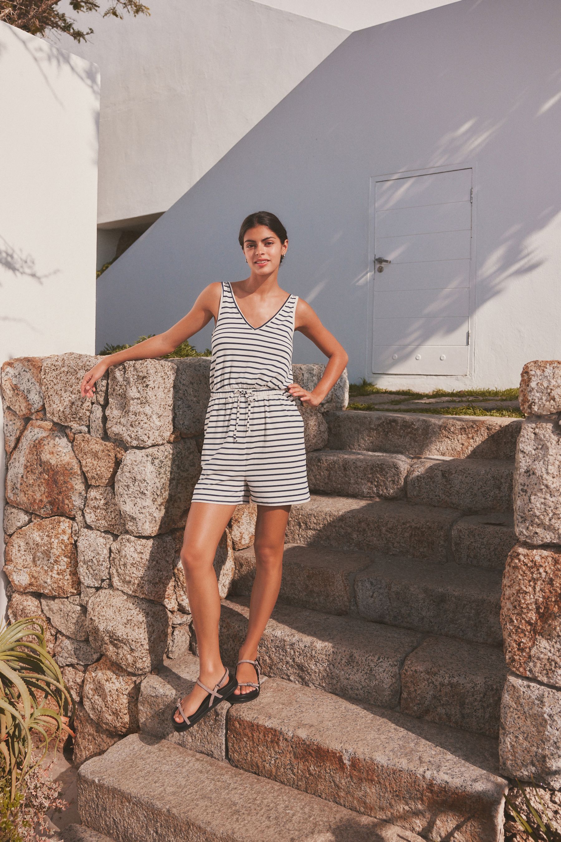 Navy sales stripe playsuit