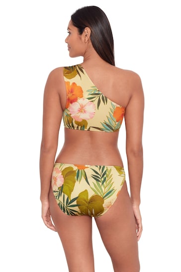 Lauren Ralph Lauren Gold Island Tropical Rattan Ring One Shoulder Bikini Top