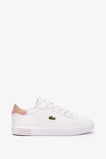 Lacoste Kids White Powercourt 124 Leather Trainers
