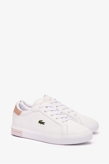 Lacoste Kids White Powercourt 124 Leather Trainers
