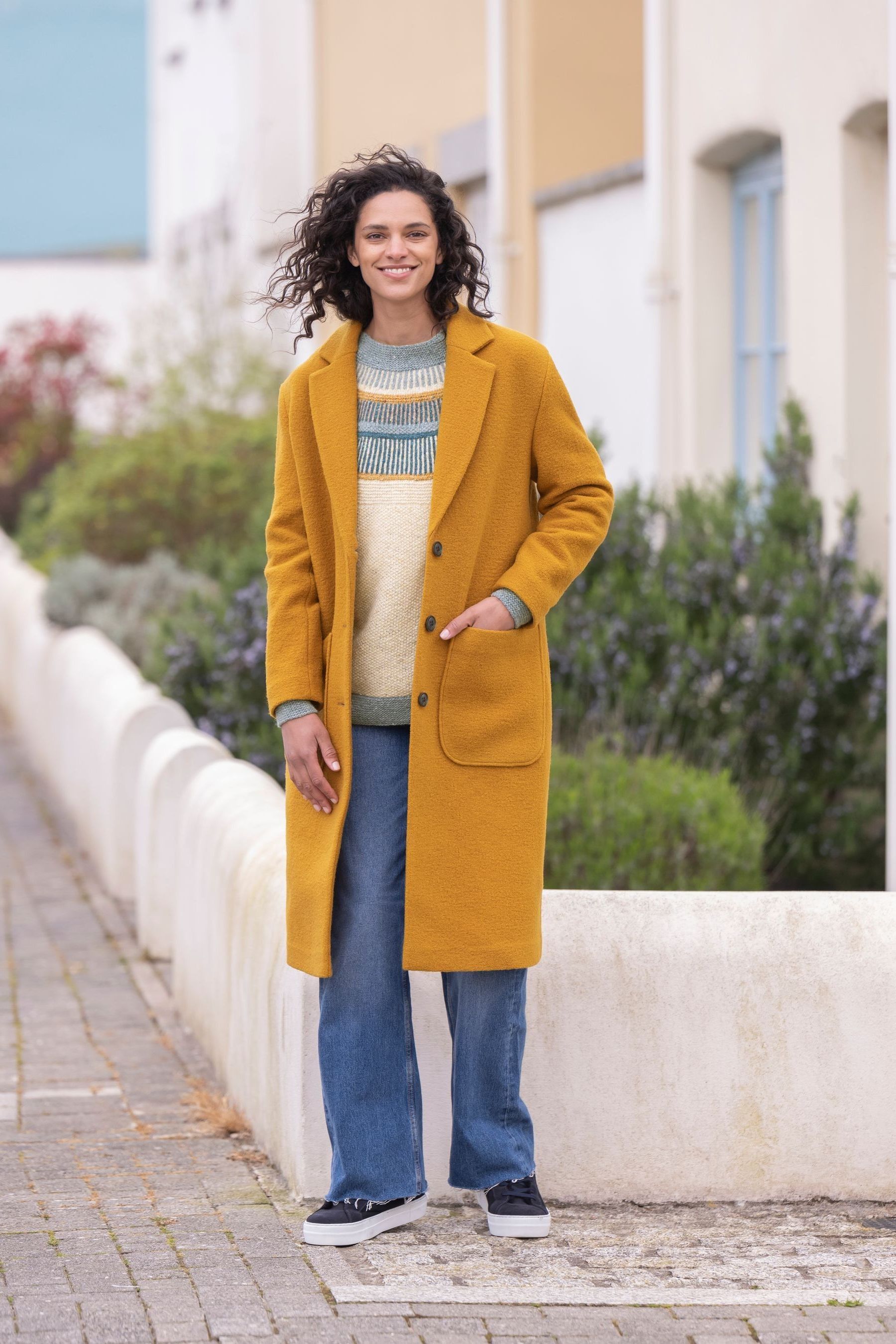 Buy Celtic Co. Gold Boucle Wool Knee Length Coat from the Next