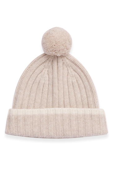 Celtic & Co. Natural Lambswool Tipped Bobble Hat
