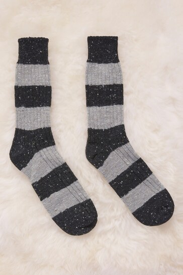 Celtic & Co. Mens Grey Donegal Stripe Socks