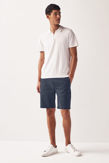 Mid Blue Straight Fit Stretch Chinos Shorts