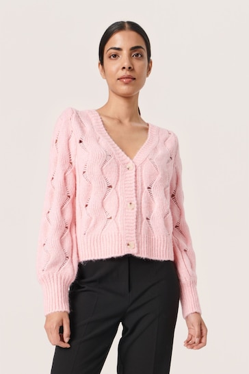 Soaked in Luxury Pink Gunn Cable Knit V-Neck Cardigan