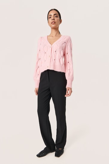 Soaked in Luxury Pink Gunn Cable Knit V-Neck Cardigan