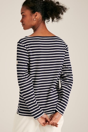 Joules New Harbour Navy Striped Boat Neck Breton Top
