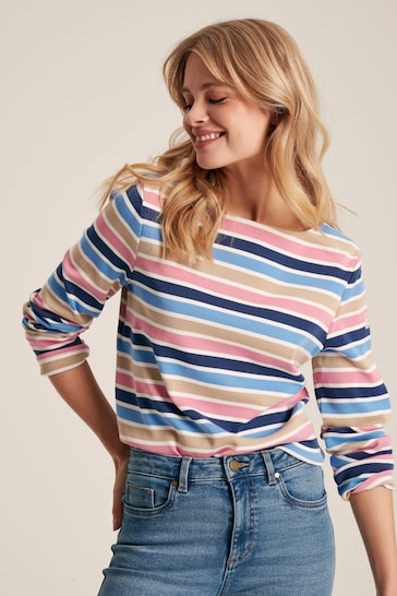 Joules New Harbour Multi Striped Boat Neck Breton Top