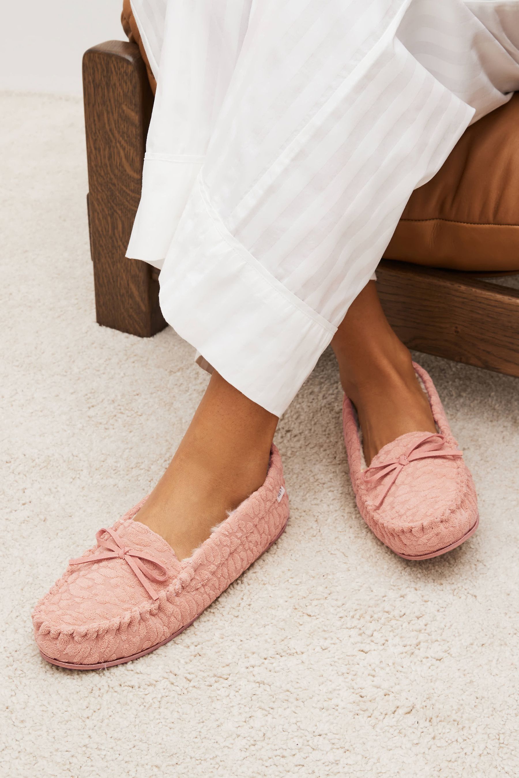 Buy Pink Moccasin Slippers from the Next UK online shop
