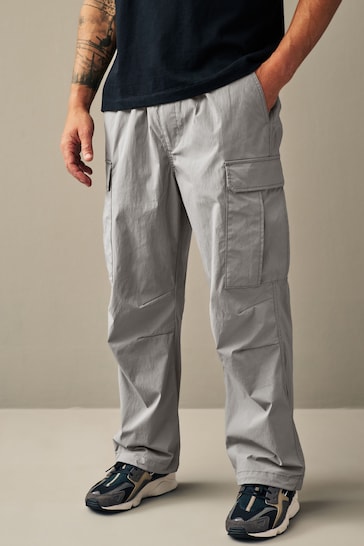 Grey Parachute Relaxed Cargo Trousers