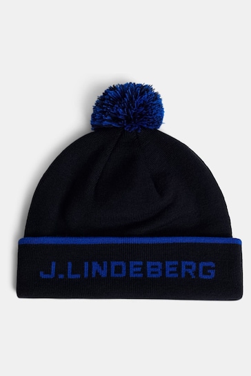 J.Lindeberg Blue Bobble Beanie Hat