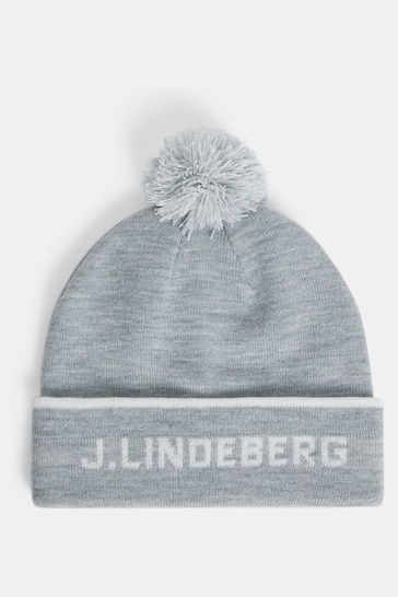 J.Lindeberg Grey Bobble Beanie Hat