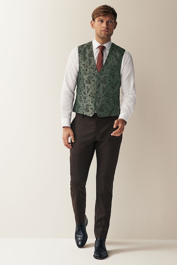 Forest Green Floral Occasion Waistcoat