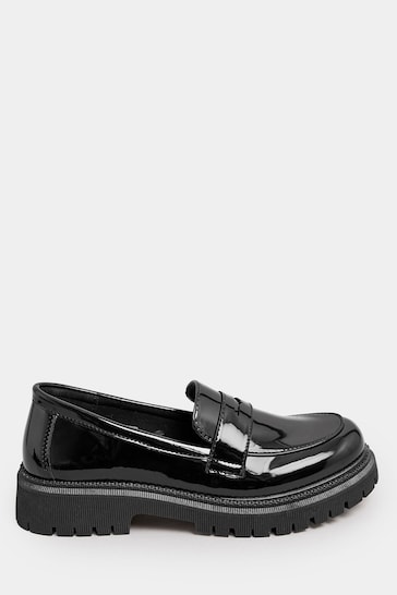 Yours Curve Black Extra Wide Fit Extra-Wide Fit Chunky Saddle Loafer Patent