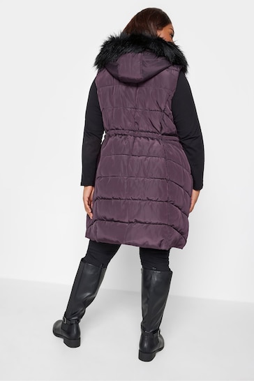 Yours Curve Purple Midi Padded Gilet