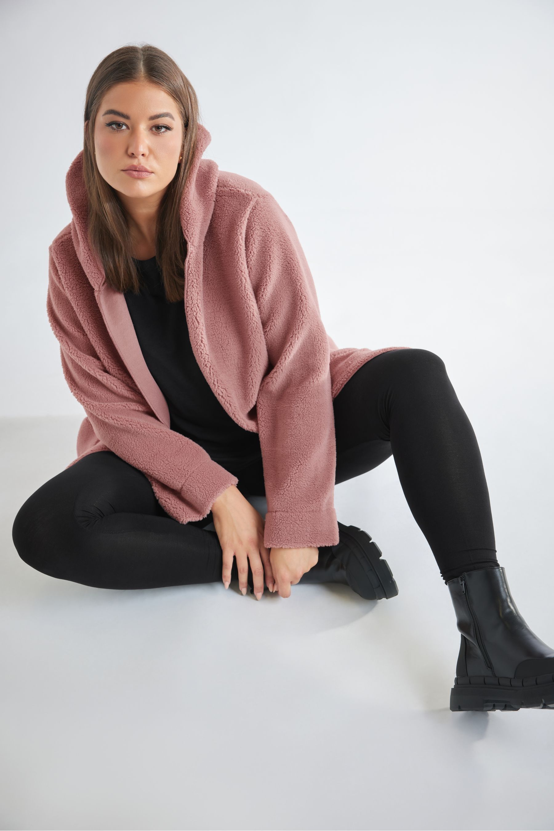 Pink hooded clearance teddy coat