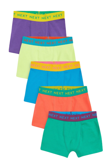 Contrast Brights Trunks 5 Pack (2-16yrs)