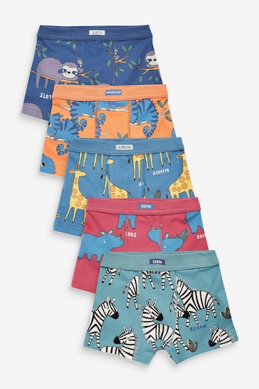 Safari Print Soft Waistband Trunks 5 Pack (1.5-16yrs)