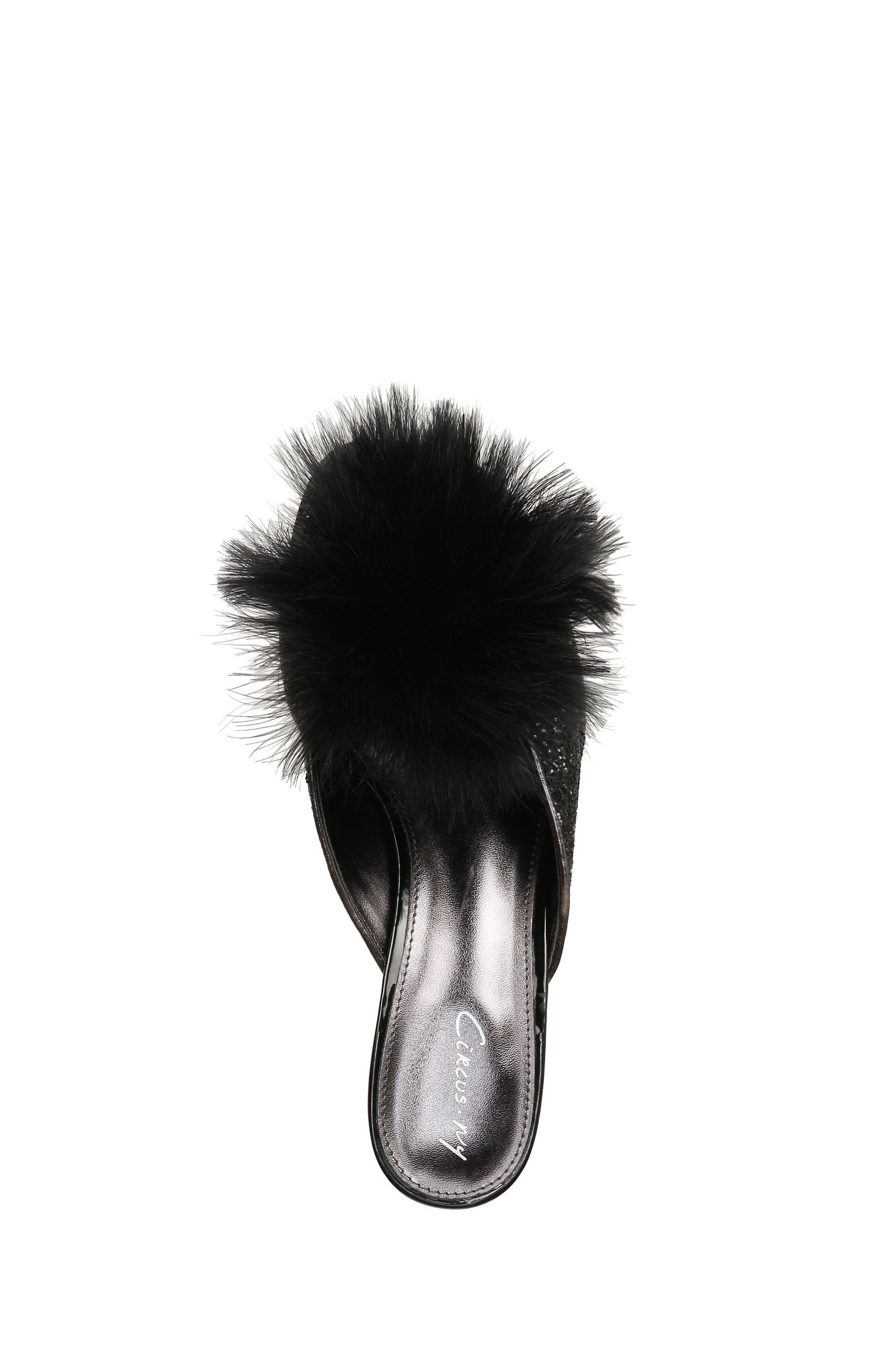 Black fluffy shop mules