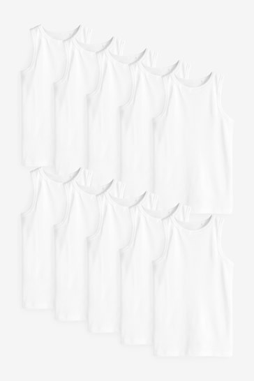 White Organic Cotton Vests 10 Pack (1.5-16yrs)