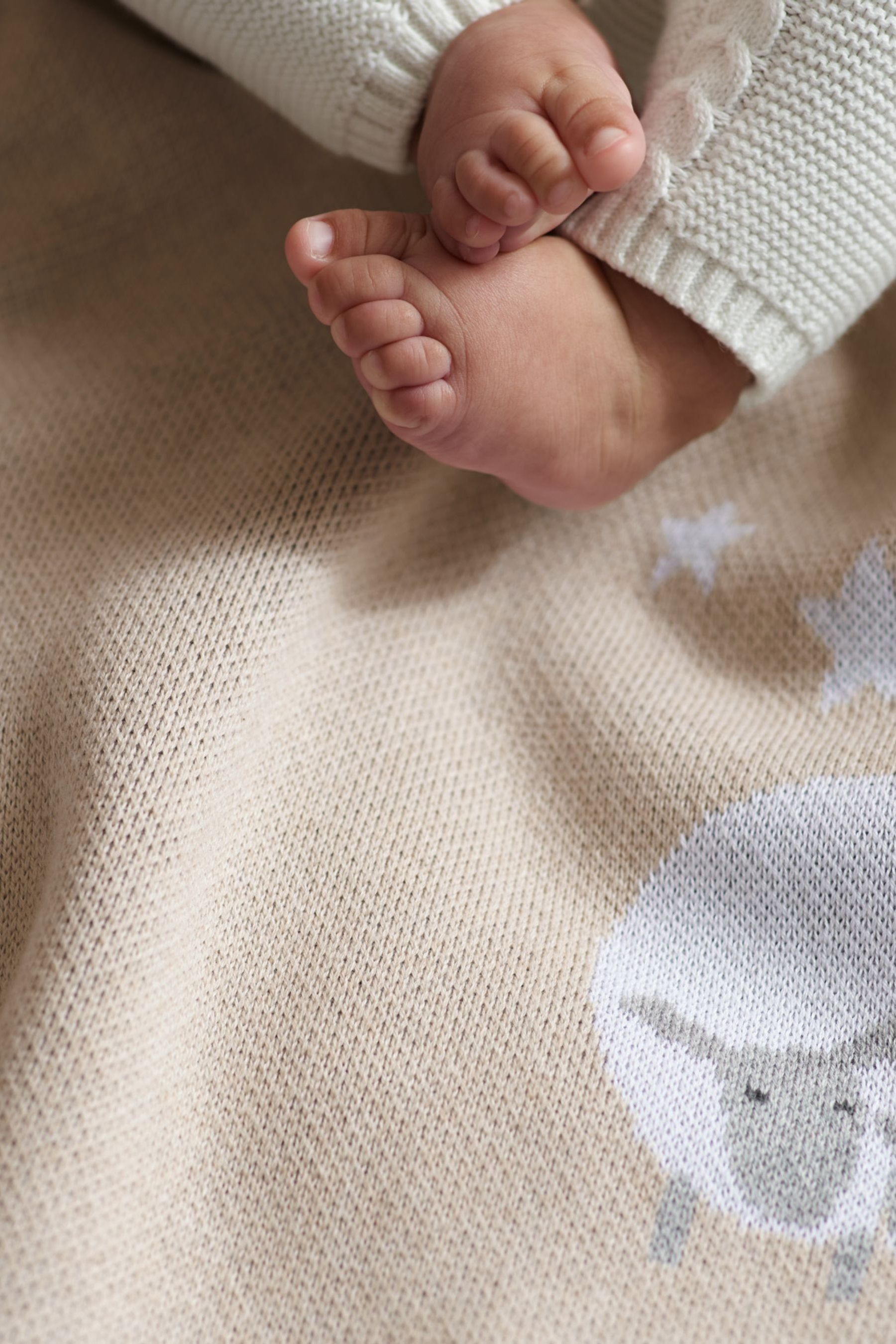 Buy The White Company Natural Sleepy Sheep Intarsia Blanket from