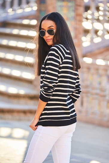 Sosandar Black Striped Sweatshirt