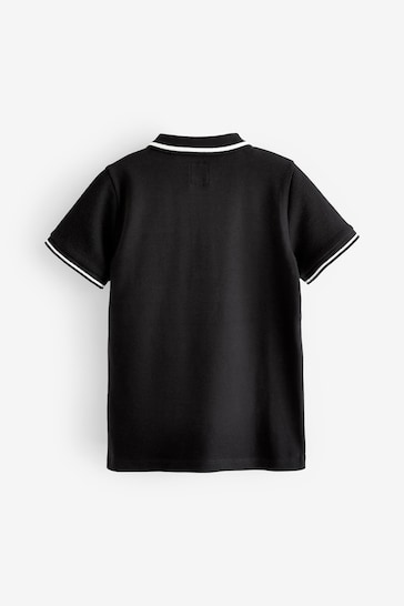 Black/White Colourblock Short Sleeve Polo Shirt (3-16yrs)