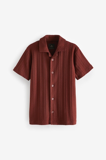 Red Textured Short Sleeve Shirt (3-16yrs)