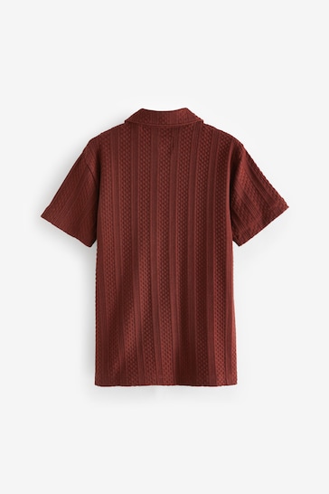 Red Textured Short Sleeve Shirt (3-16yrs)