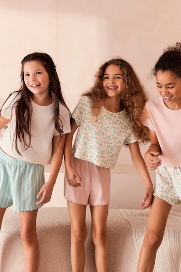 Pink/Blue Floral Short Pyjamas 3 Pack (3-16yrs)