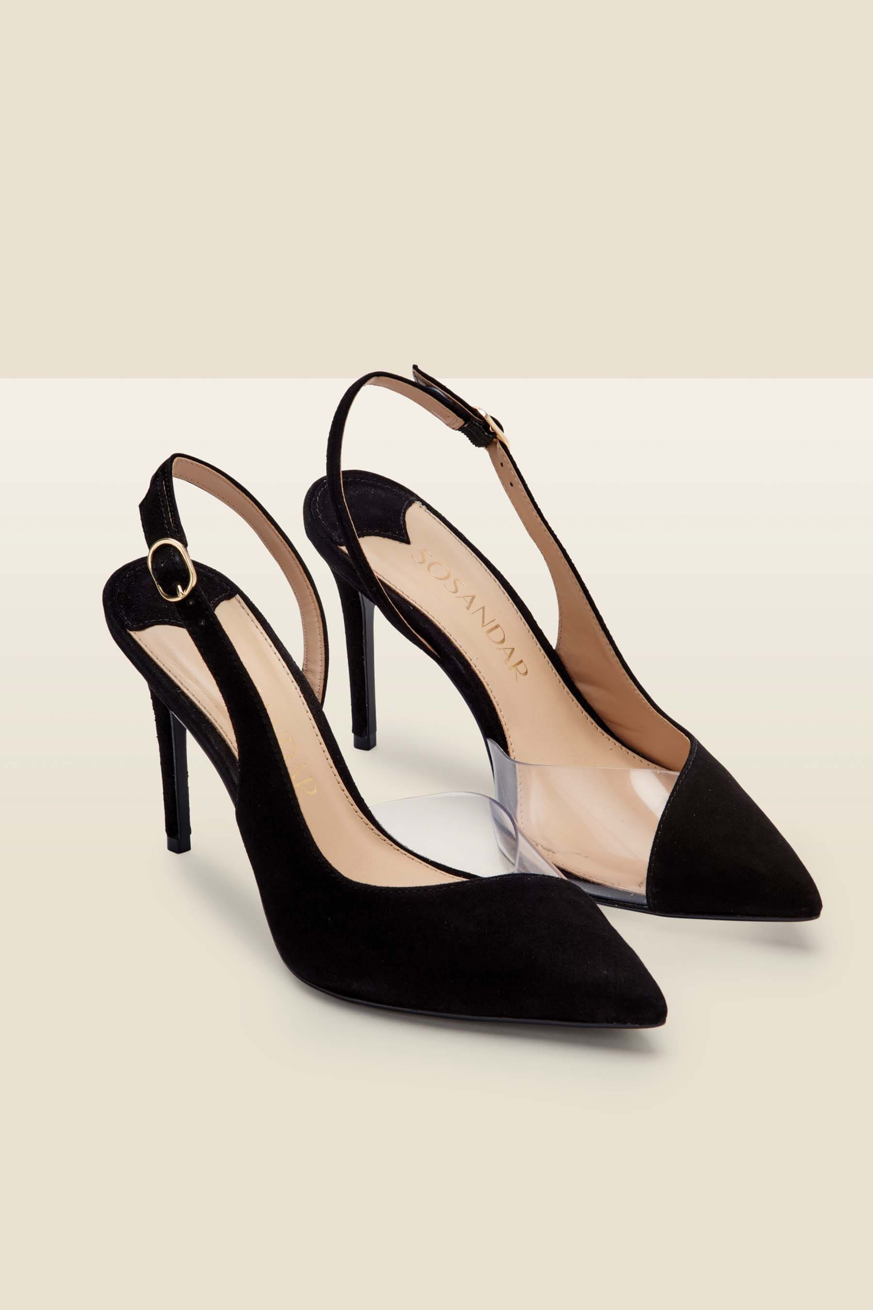 Sosandar Black Carmen Perspex Slingback Court Shoes