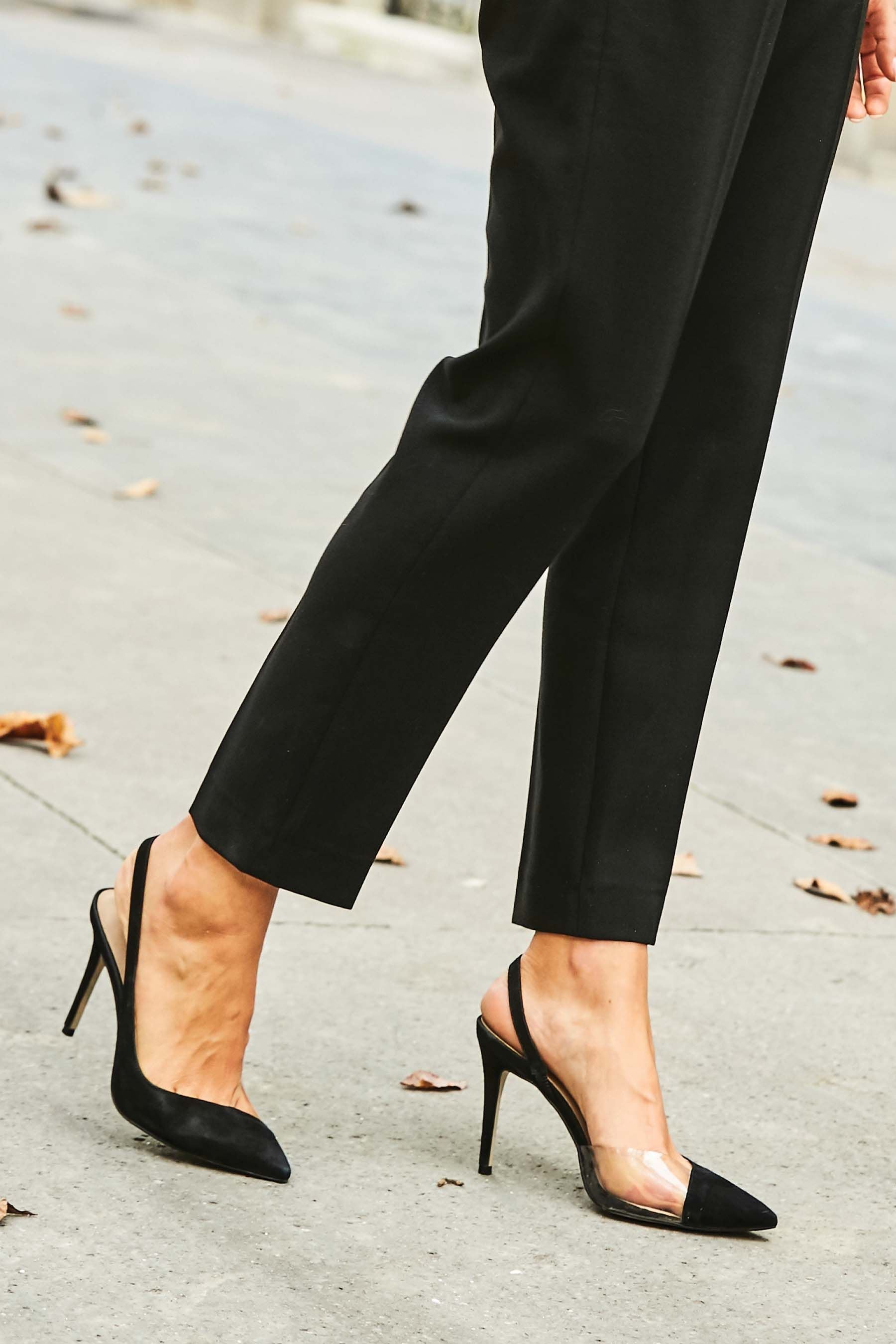Sosandar Black Carmen Perspex Slingback Court Shoes