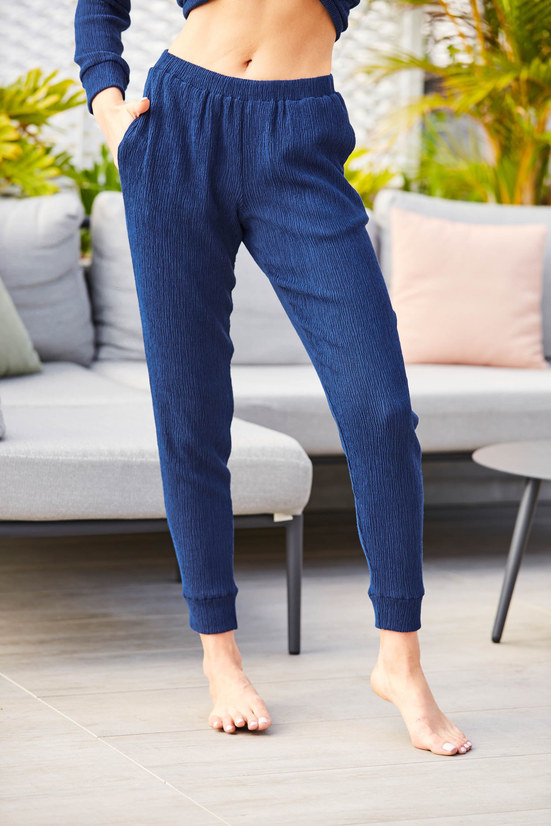 Navy slim leg sales joggers