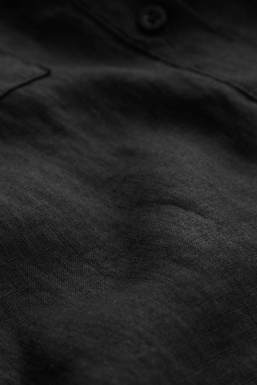 Black 100% Linen Long Sleeve Shirt