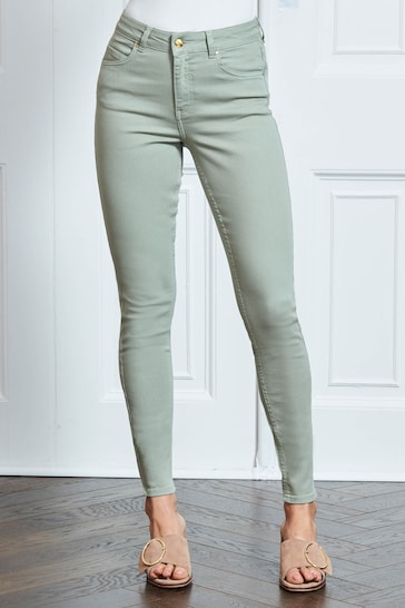 Sosandar Light Green Perfect Skinny Jeans