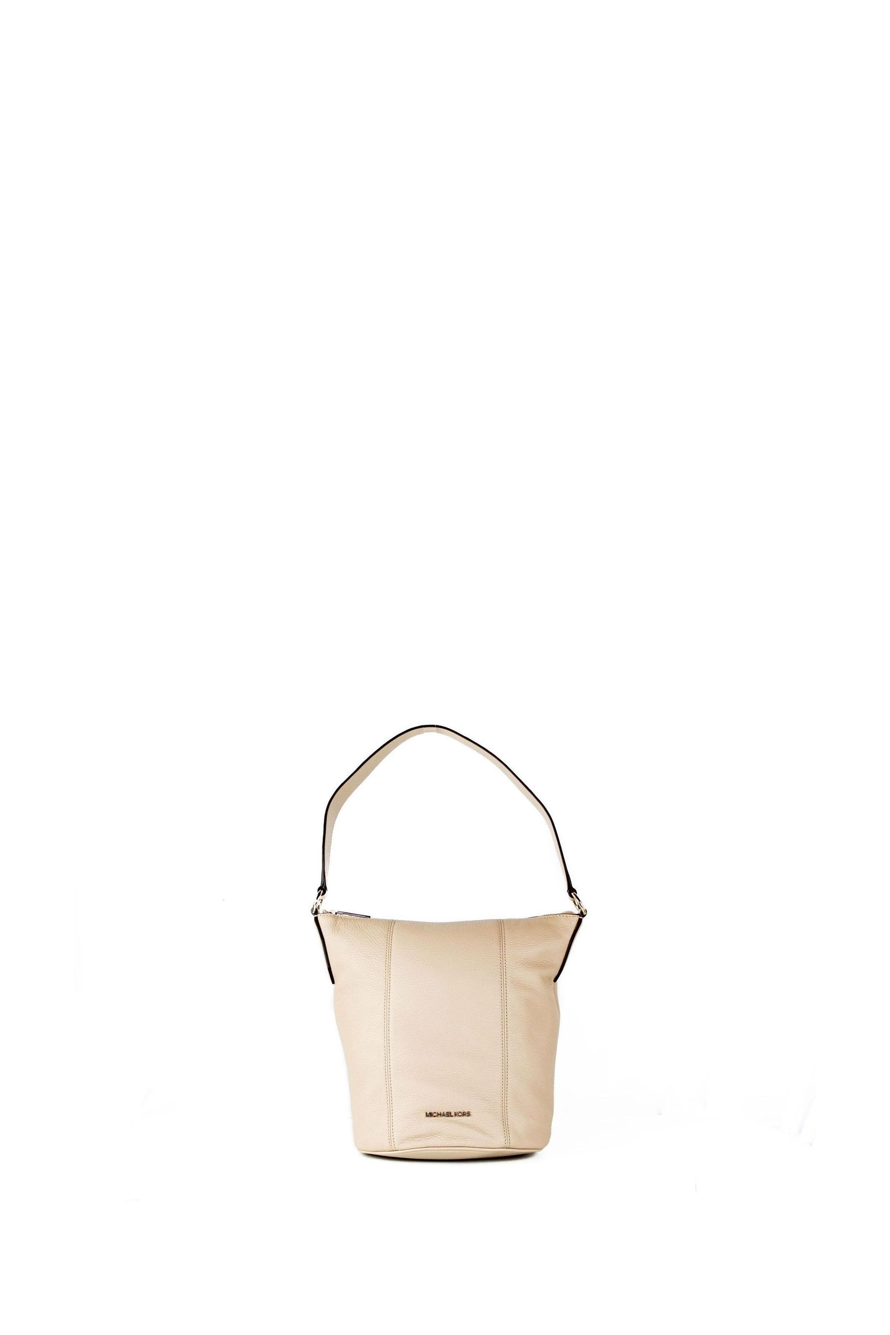 Michael Kors Brooke Bucket Messenger Brown Bag in Pebbled Leather