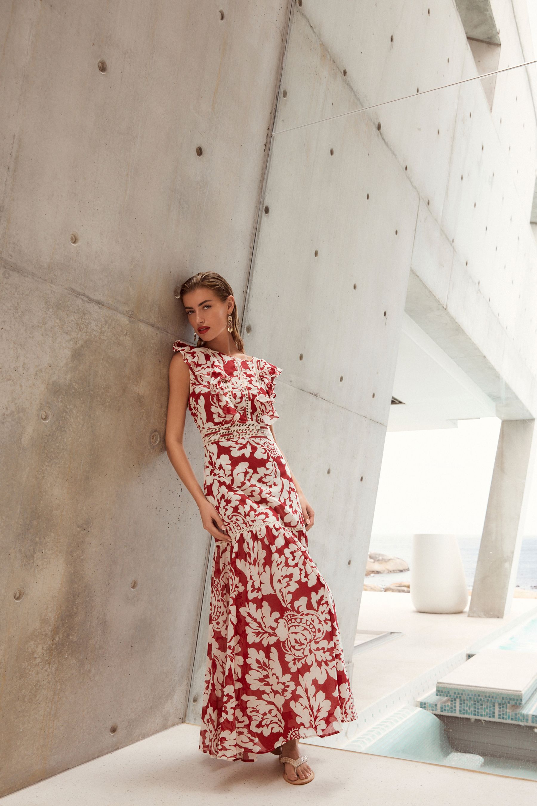 Red and hotsell white ruffle dress