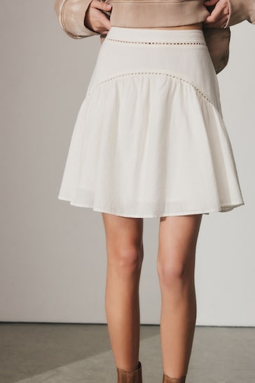 White Lace Insert Mini Skirt
