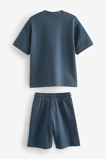 Navy Blue Relax Fit Heavyweight T-Shirt and Shorts Set (3-16yrs)