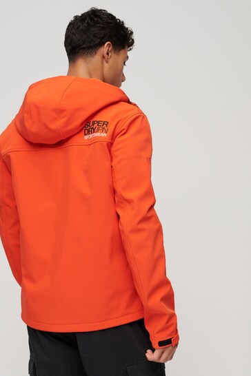 Superdry Orange Fleece Lined Softshell Hooded Jacket