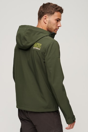 Superdry Green Fleece Lined Softshell Hooded Jacket