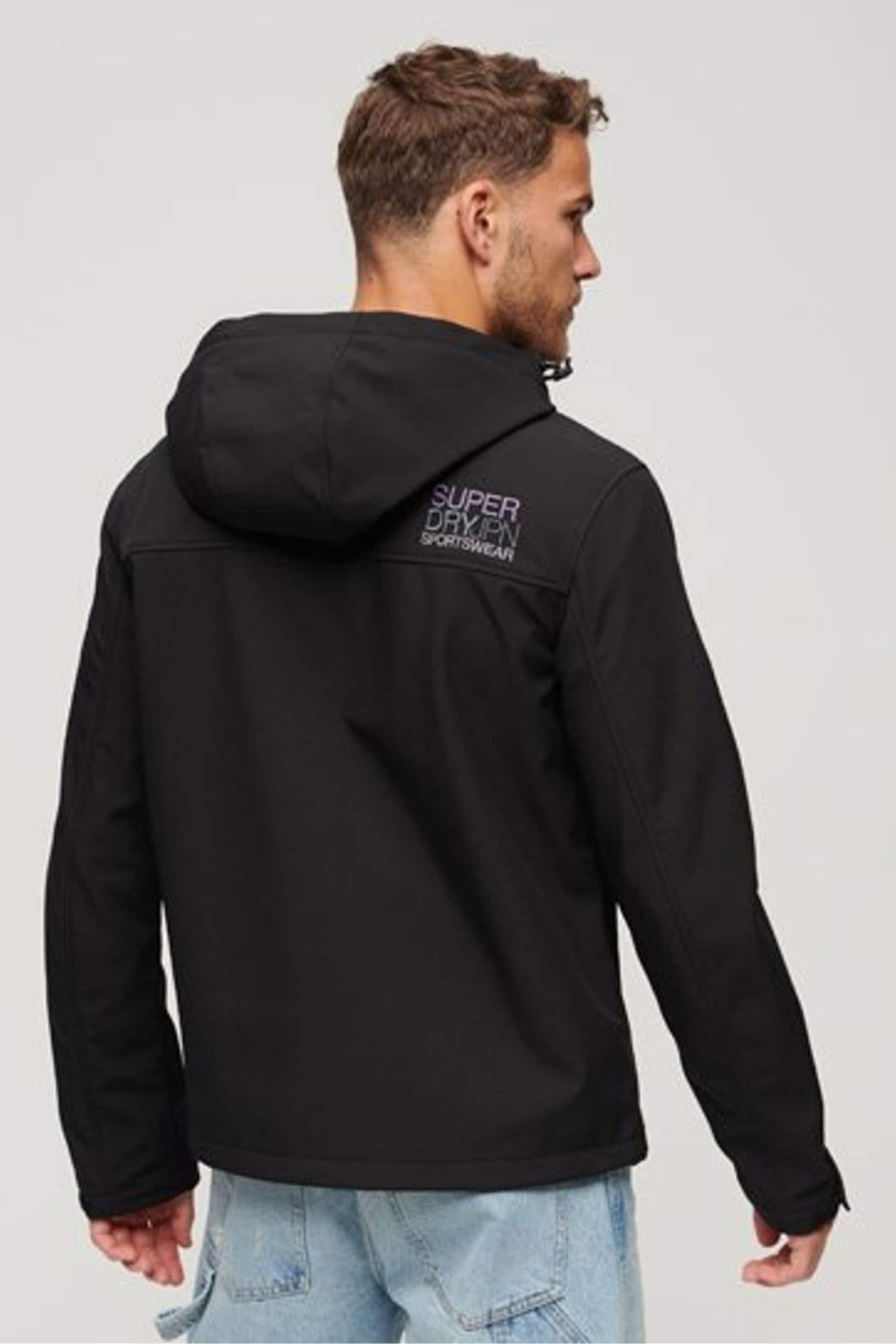 Buy Superdry Black Fleece Lined Softshell Hooded Jacket from the