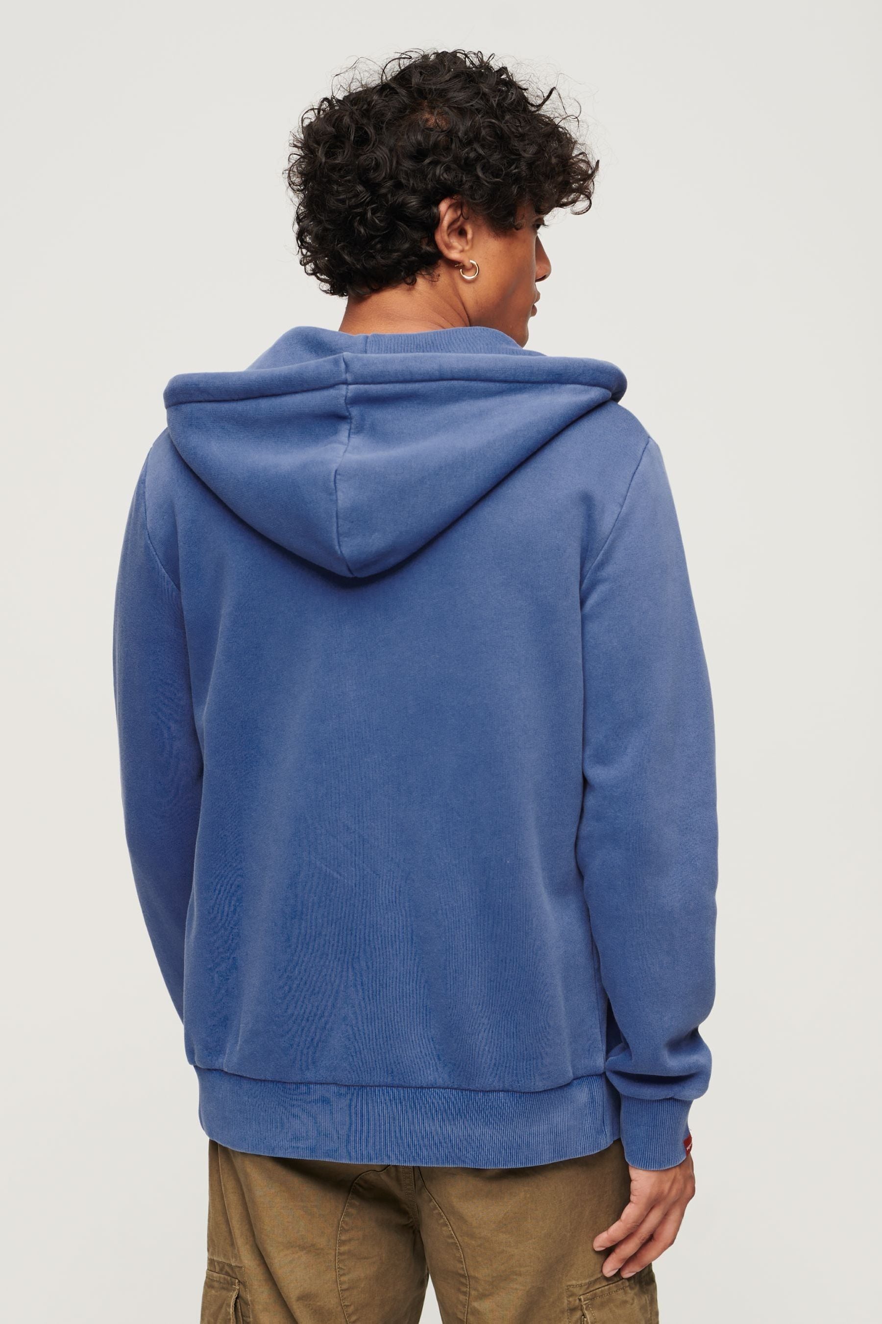 Superdry Mid Blue Neon Vintage Logo Zip Hoodie