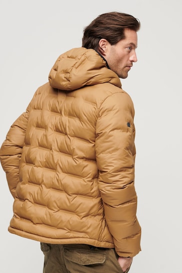 Superdry Brown Short Quilted Puffer Jacket