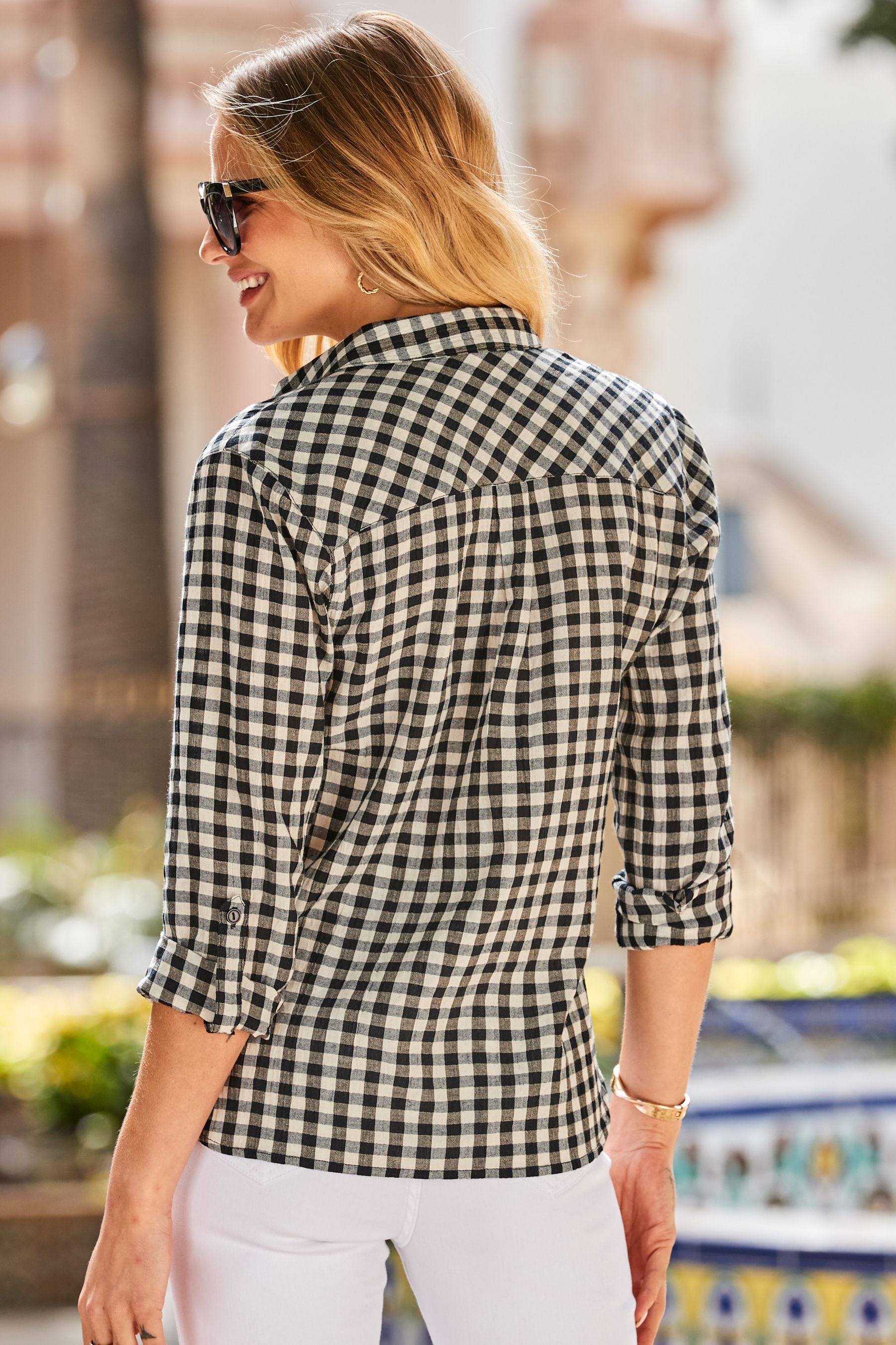 Sosandar Black Gingham Check Shirt