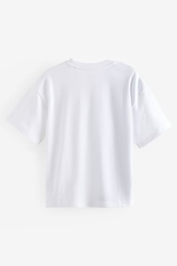 Cream/Grey Oversized Short Sleeve Colourblock T-Shirt (3-16yrs)