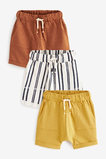 Ochre Yellow Stripe All Over Print Lightweight Jersey Shorts 3 Pack (3mths-7yrs)