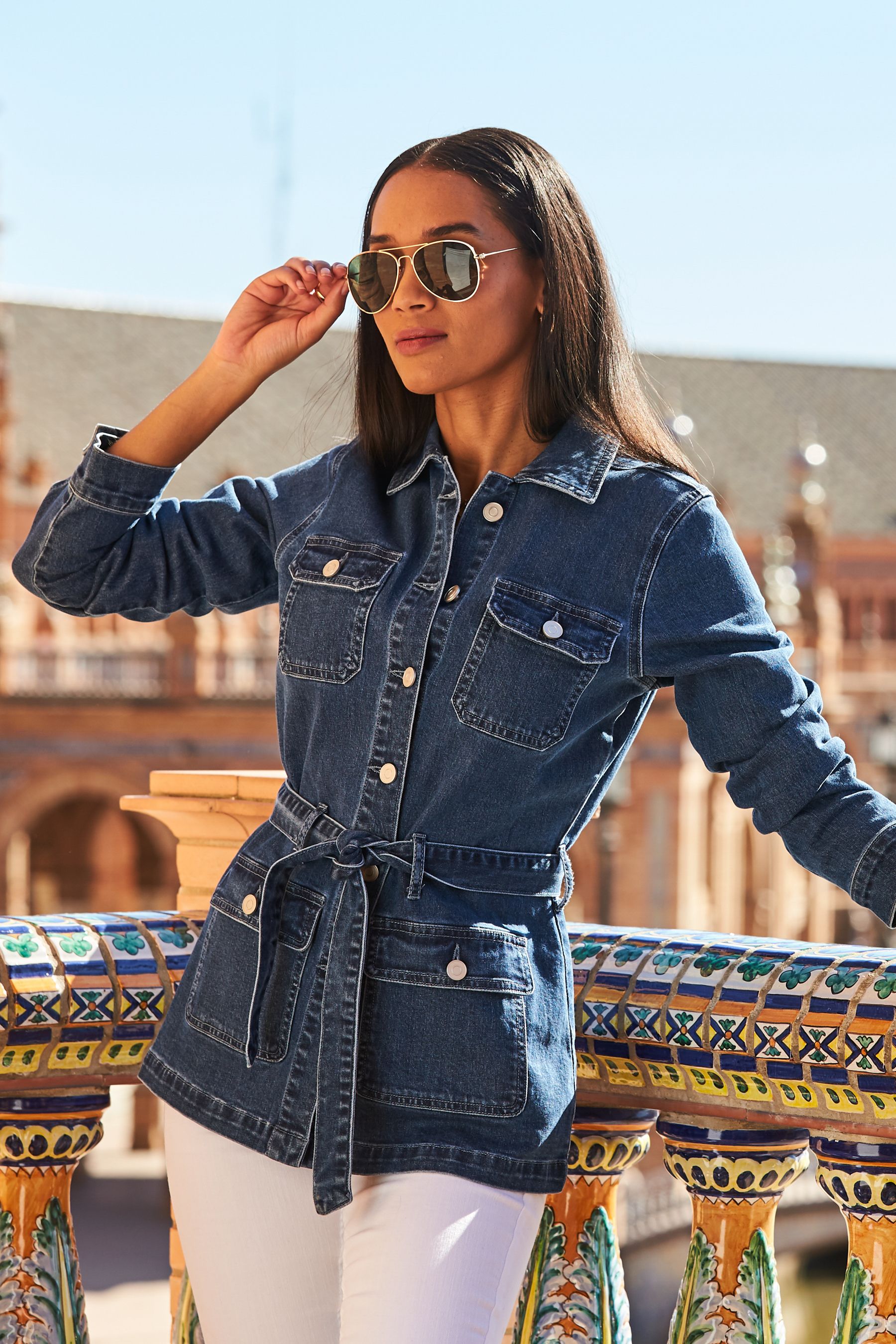 Belted hotsell jean jacket